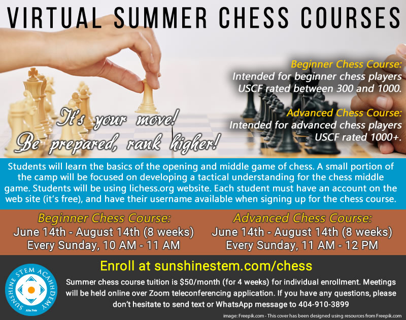 Sunshine STEM Academy Virtual Summer Chess Course