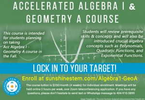 Sunshine STEM Academy - Acc Algebra I & Geo A Course - 2022