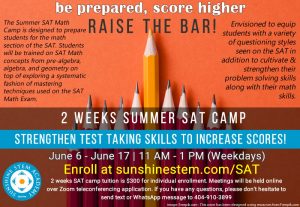 Sunshine STEM Academy - SAT Math Summer Camp - June 6 2022