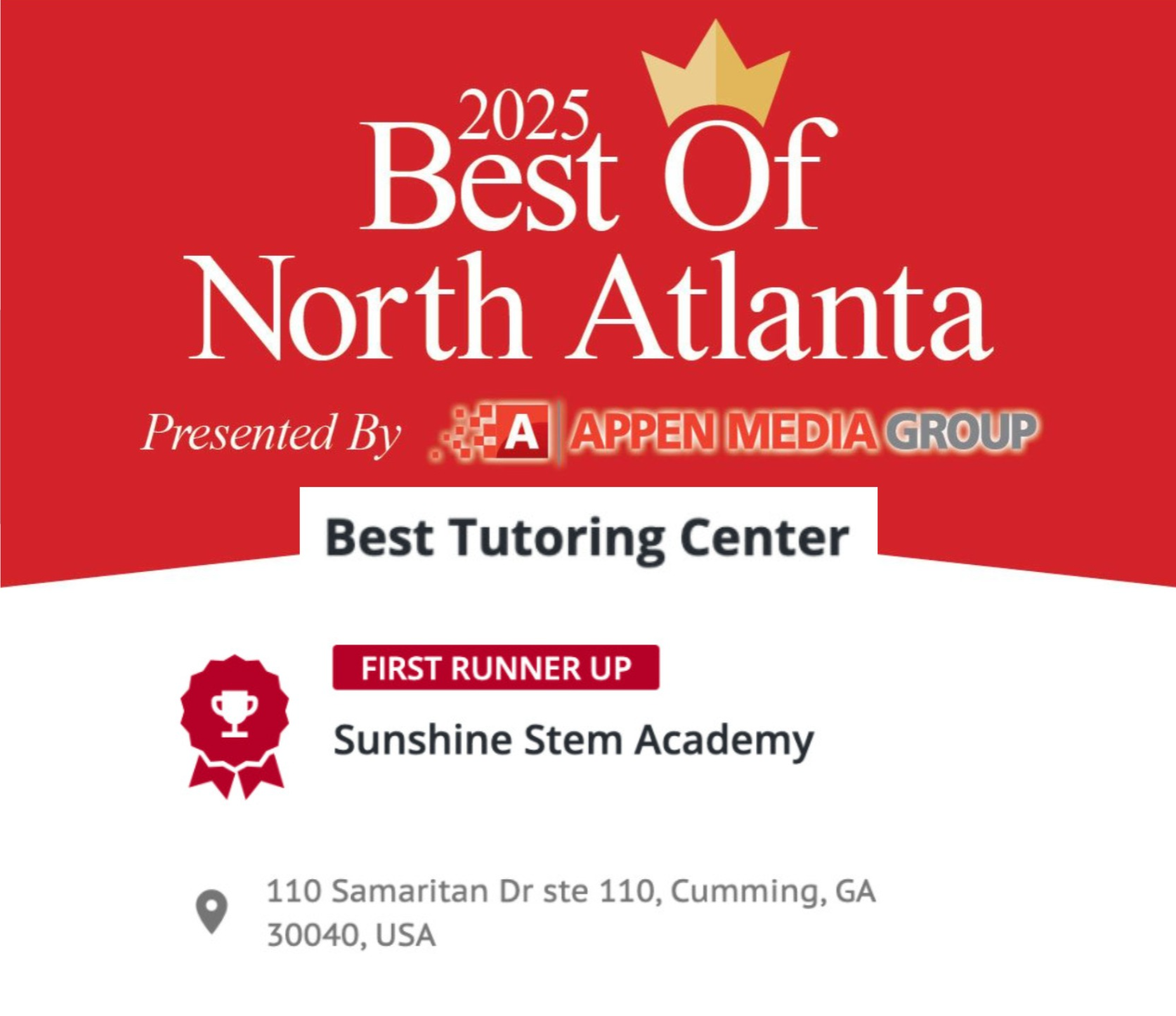 Sunshine STEM Academy - Best Tutoring Center - Appen Media Group - First Runner Up